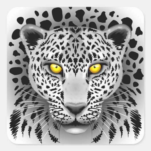 Léopard blanc avec les autocollants carrés de yeux (Devant)