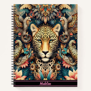 Leopard Bliss: rust tussen tropische vogels Notitieboek