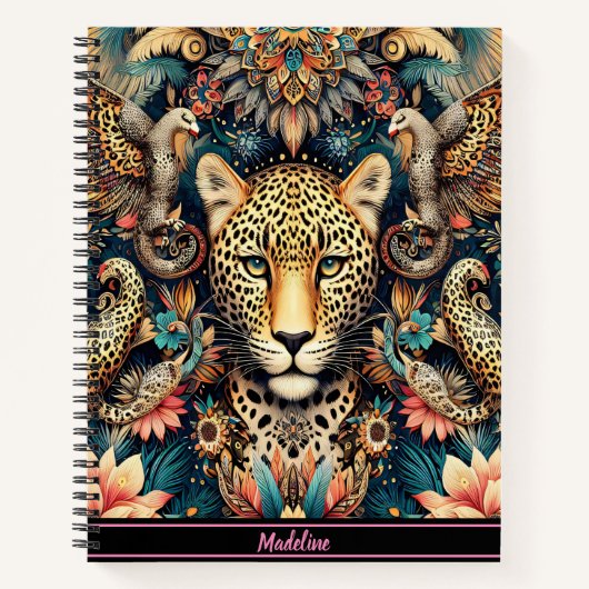 Leopard Bliss: rust tussen tropische vogels Notitieboek (Voorkant)