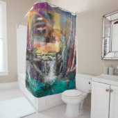 Leopard Blue Lagoon Wonderland Oerwoud Douchegordijn (In situ)