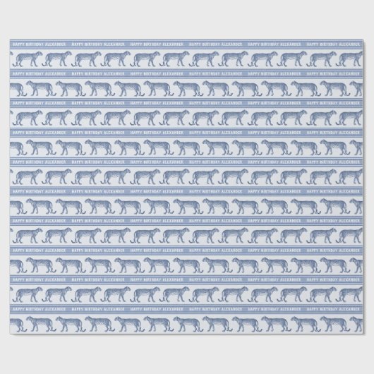 Leopard Blues Elegant Man Verjaardag Cadeaupapier (Vlak)