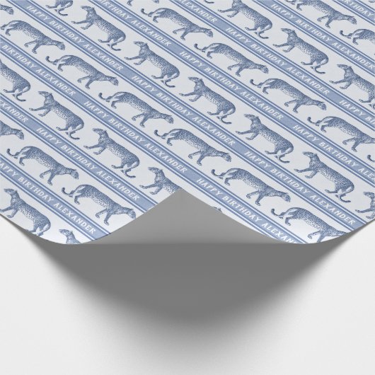 Leopard Blues Elegant Man Verjaardag Cadeaupapier (Hoek)