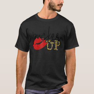 Leopard Boho Pucker Up Lip Mannen Vrouwen Valentij T-shirt