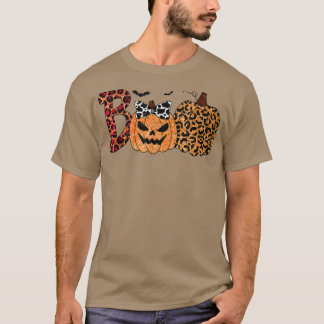 Leopard Boo Halloween Costume Spiders Ghosts Pumpk T-shirt