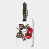 Leopard Bow Cherry Pop Bagagelabel (Voorkant verticaal)