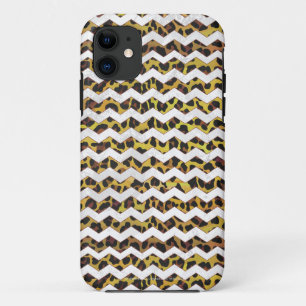 Leopard Brown and Yellow Cevron Print iPhone 11 Hoesje