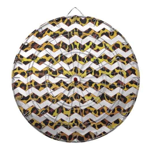Leopard Brown and Yellow Cevron Print Dartbord (Voorkant)