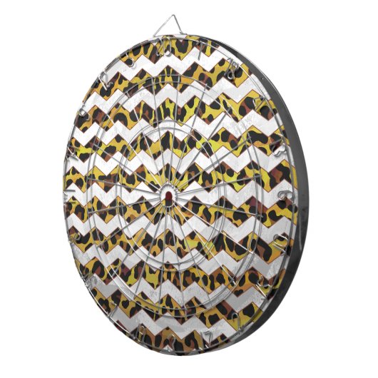 Leopard Brown and Yellow Cevron Print Dartbord (Voorkant Rechts)
