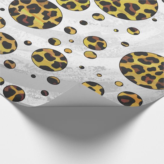 Leopard Brown and Yellow Polka Dot Cadeaupapier (Hoek)