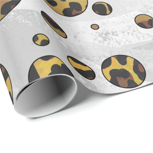 Leopard Brown and Yellow Polka Dot Cadeaupapier (Rol Hoek)