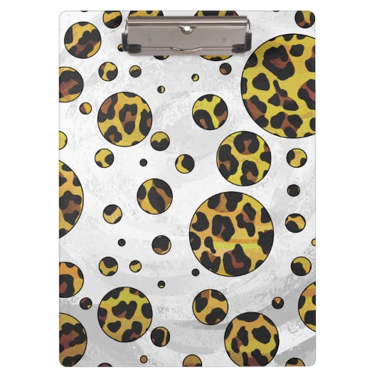 Leopard Brown and Yellow Polka Dot Klembord (Voorkant)