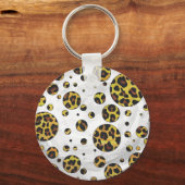 Leopard Brown and Yellow Polka Dot Sleutelhanger (Voorkant)