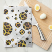 Leopard Brown and Yellow Polka Dot Theedoek (Quarter Fold)