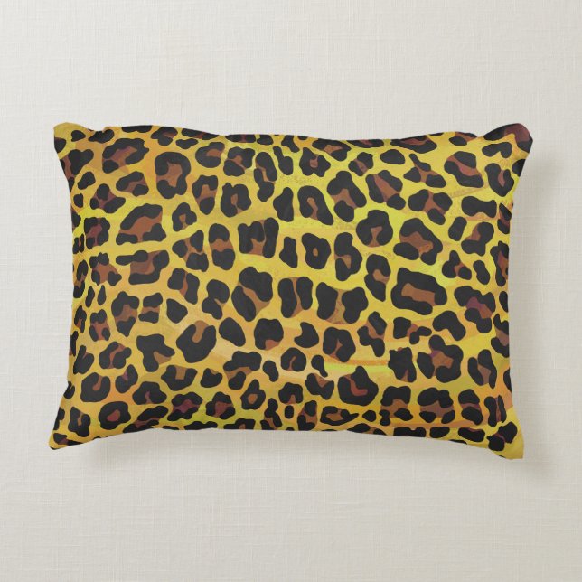 Leopard Brown and Yellow Print Accent Kussen (Achterkant)