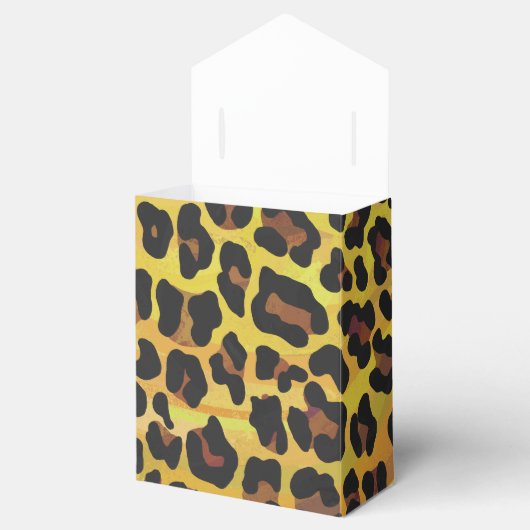 Leopard Brown and Yellow Print Bedankdoosjes (Geopend)
