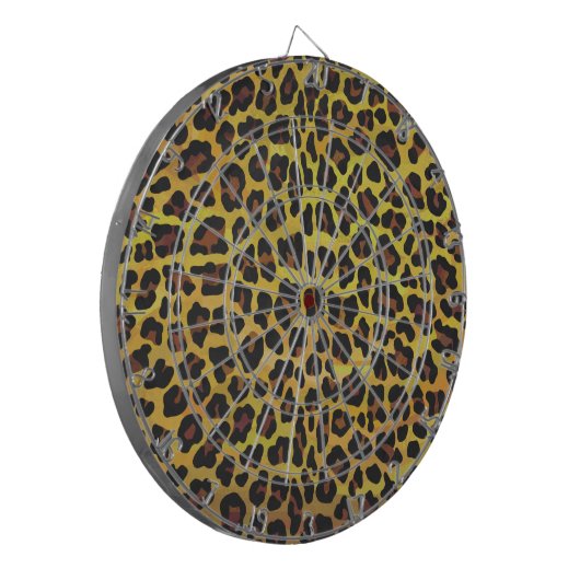 Leopard Brown and Yellow Print Dartbord (Voorkant Links)