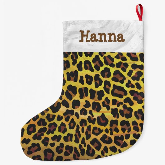 Leopard Brown and Yellow Print Grote Kerstsok (Achterkant)
