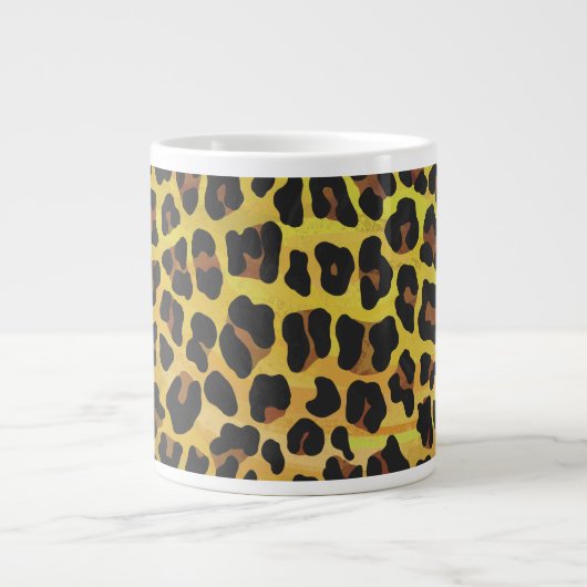 Leopard Brown and Yellow Print Grote Koffiekop (Voorkant)