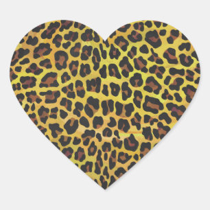 Leopard Brown and Yellow Print Hart Sticker