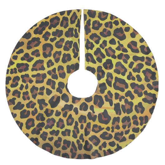 Leopard Brown and Yellow Print Kerstboom Rok (Voorkant)