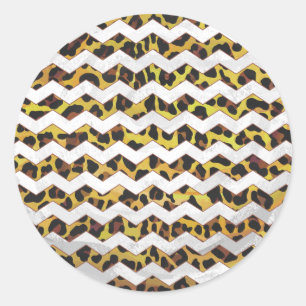 Leopard Brown and Yellow Print Ronde Sticker