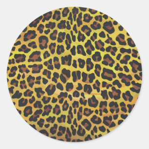 Leopard Brown and Yellow Print Ronde Sticker