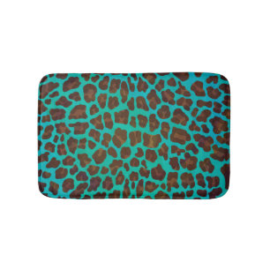 Leopard Brown en Blauwgroen Print Badmat