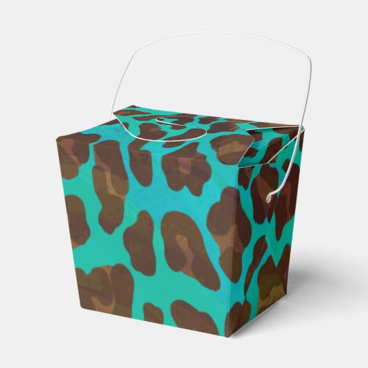 Leopard Brown en Blauwgroen Print Bedankdoosjes (Voorkant Zijde)