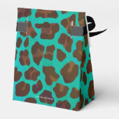 Leopard Brown en Blauwgroen Print Bedankdoosjes (Achterkant)