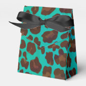 Leopard Brown en Blauwgroen Print Bedankdoosjes (Voorkant Zijde)