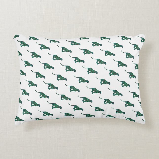 Leopard Brown en Blauwgroen Print Decoratief Kussen (Voorkant)