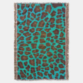 Leopard Brown en Blauwgroen Print Deken (Voorkant Verticaal)