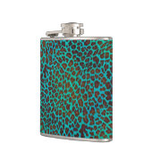 Leopard Brown en Blauwgroen Print Heupfles (Links)