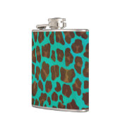 Leopard Brown en Blauwgroen Print Heupfles (Links)