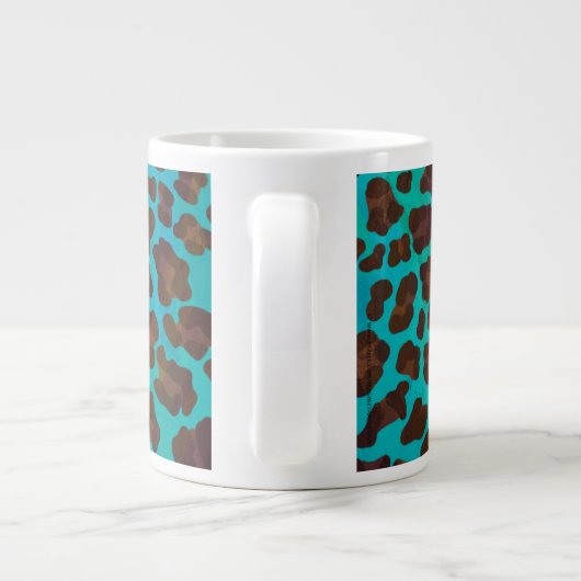 Leopard Brown en Blauwgroen Print Jumbo Mok (Achterkant)