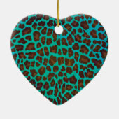 Leopard Brown en Blauwgroen Print Keramisch Ornament (Achterkant)