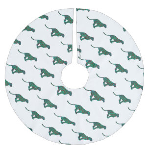 Leopard Brown en Blauwgroen Print Kerstboom Rok