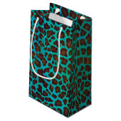 Leopard Brown en Blauwgroen Print Klein Cadeauzakje (Achterkant Gekanteld)