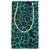 Leopard Brown en Blauwgroen Print Klein Cadeauzakje (Voorkant)