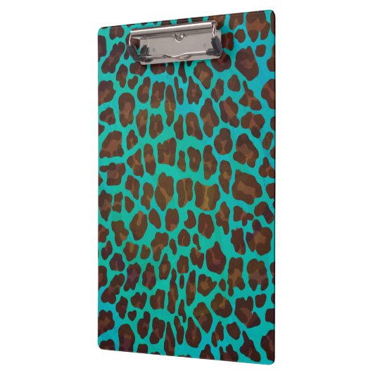 Leopard Brown en Blauwgroen Print Klembord (Links)
