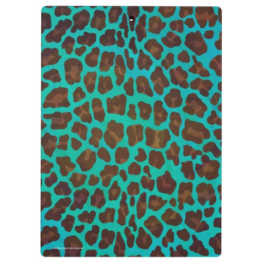 Leopard Brown en Blauwgroen Print Klembord (Achterkant)