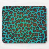 Leopard Brown en Blauwgroen Print Muismat (Voorkant)