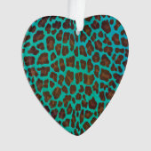 Leopard Brown en Blauwgroen Print Ornament (voorkant)