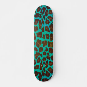 Leopard Brown en Blauwgroen Print Skateboard