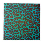 Leopard Brown en Blauwgroen Print Tegeltje (Voorkant)