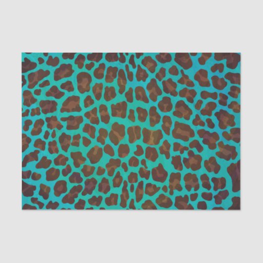 Leopard Brown en Blauwgroen Print Tissuepapier (Voorkant)