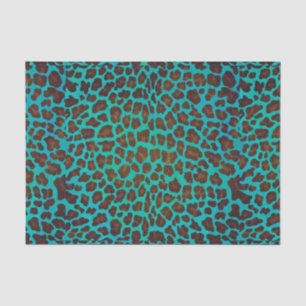Leopard Brown en Blauwgroen Print Tissuepapier