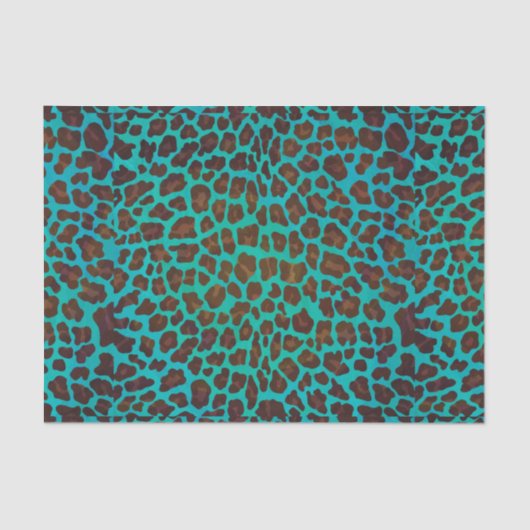 Leopard Brown en Blauwgroen Print Tissuepapier (Voorkant)