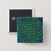 Leopard Brown en Blauwgroen Print Vierkante Button 5,1 Cm (Voorkant /achterkant)