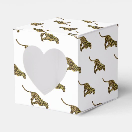 Leopard Brown en Yellow Silhouette Bedankdoosjes (Voorkant Zijde)